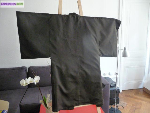 Kimono long, japonnais (véritable) fait main, artisanal, années 50/60