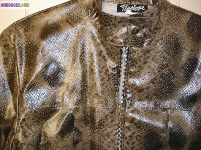Veste Skai Imitation Peau de Serpent Mordoré T 38