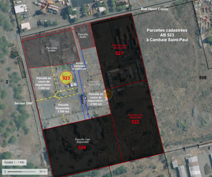 Loue Terrains Nus 2000 m2 ou plus à Cambaie St-Paul