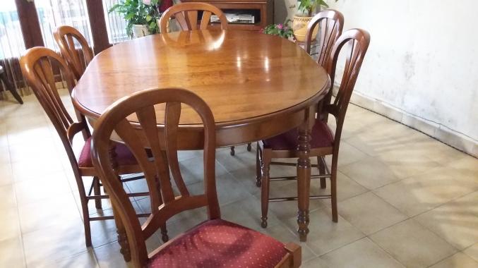 Table +6 chaises merisier massif