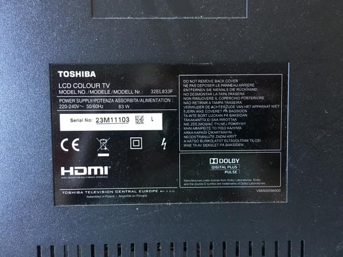 TV Toshiba 32 EL833F