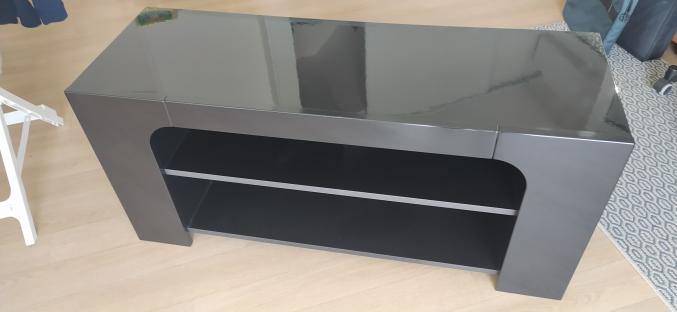 Table basse laquée noire et son meuble TV