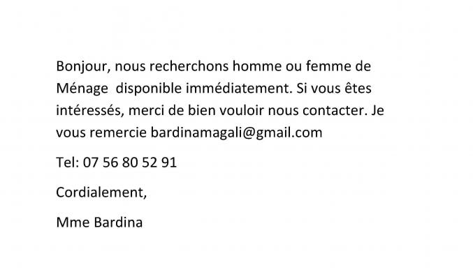 Recherche aide ménagère