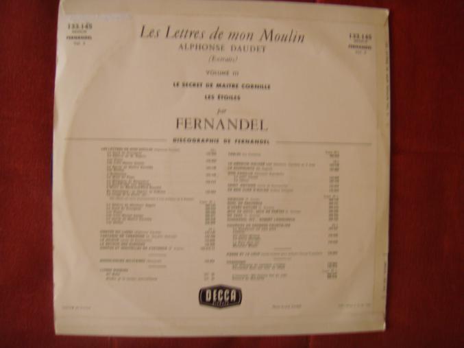 Disque vinyl 33 tours/25 cms "Lettres de mon moulin N° 3" de FERNANDEL