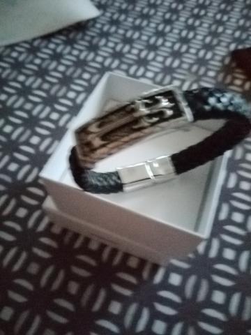 BRACELET EN CUIR tresse avec fermoir sécurité