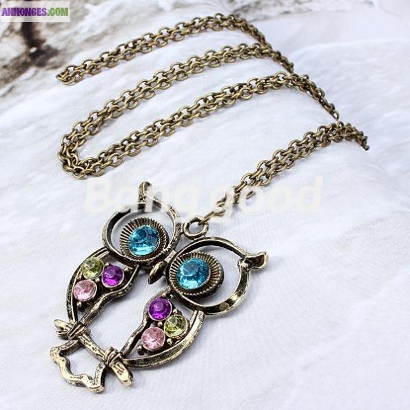 Magnifique collier,sautoir hiboux neuf !