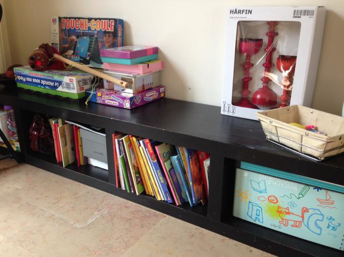 Meuble bas étagère de salon bois wengé