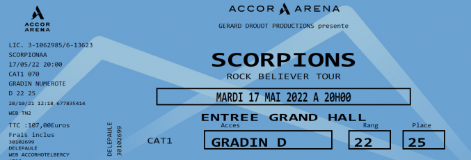 Concert SCORPION 17 MAI