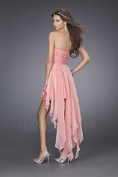 Robe De Bal/ Cocktail Organza Avec Perle Asymétrique-mavogue.fr