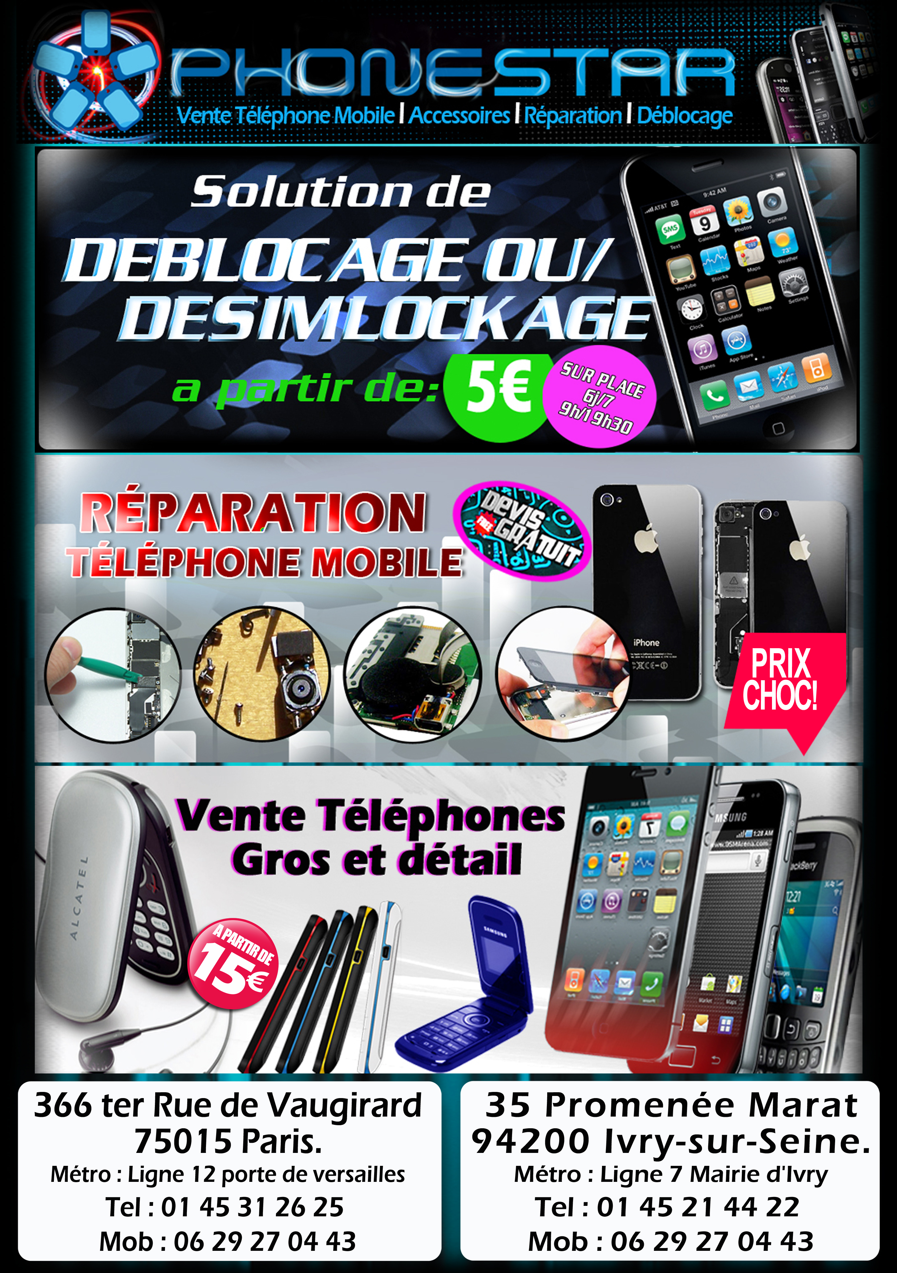 Réparation & Déblocage de téléphone