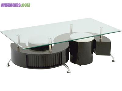 Table Basse + 2 poufs