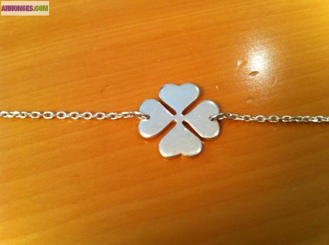 Bracelet en argent 925 avec trèfle 4 feuilles
