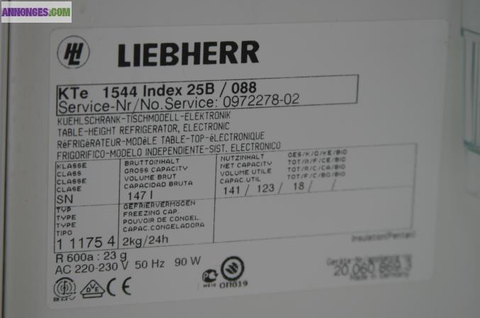 Réfrigérateur encastrable LIEBHERR KTe 1544 147 litres