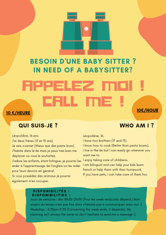 Babysitting et cours d'anglais