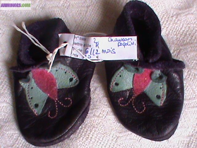 Chaussons cuir popolini PAPIL -6/12 mois- Stepreg-