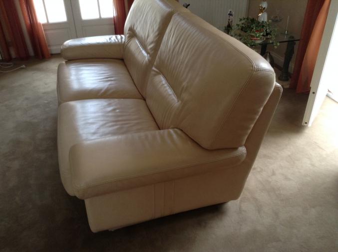 Canapé 3 pla cuir beige