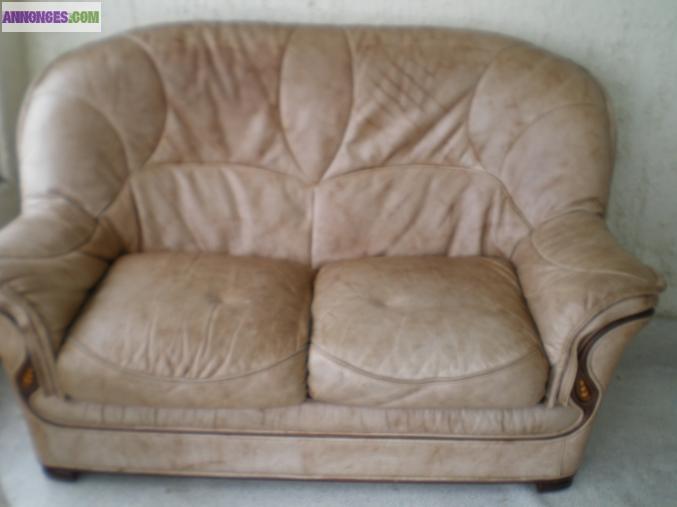 Canapé3places+2places+fauteuil cuir