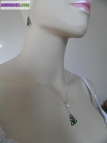 Parure Sapin de Noël Boucles Collier maille serpent