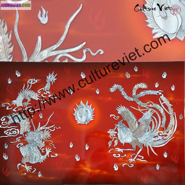 Laque du Vietnam Dragon et Phénix