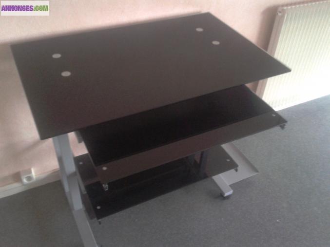 Bureau console en verre trempé noire