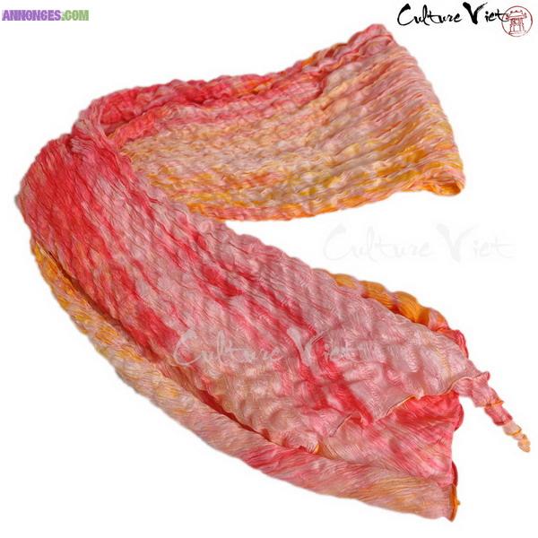 Echarpe en soie froissé multi couleur