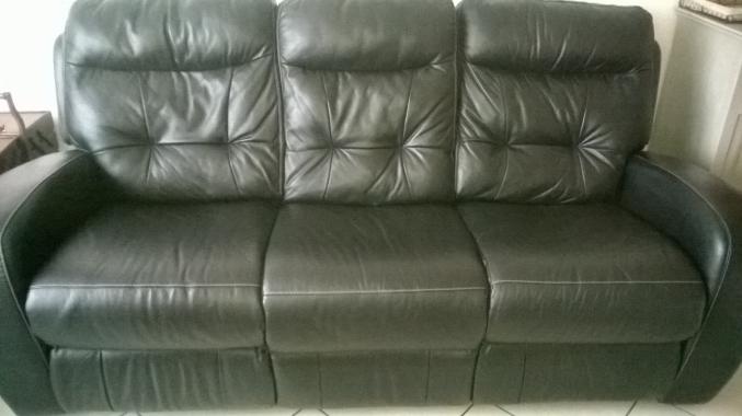Canapé cuir noir 3 places relax
