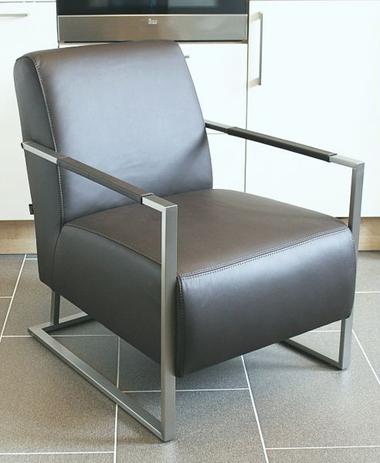 FAUTEUIL CLUB EN CUIR PLEINE FLEUR NOIR