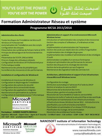 "Formation Administrateur Systèmes et Réseaux MCSA "