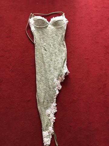 Robe de soirée tres sexy vert pale fait main