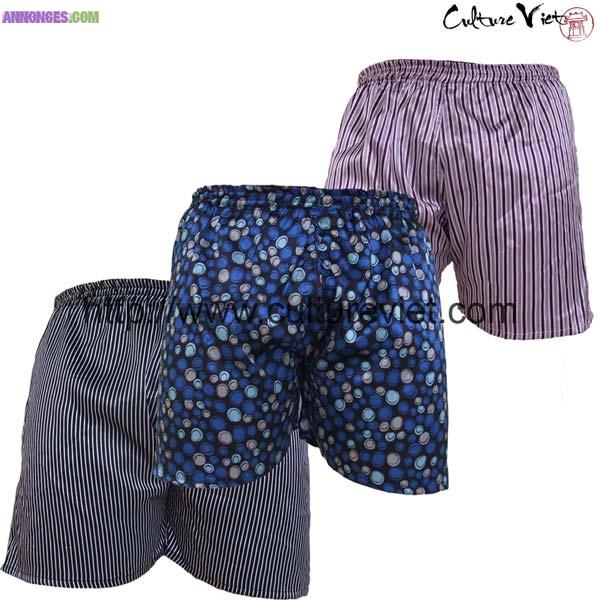 Pack 3 caleçons homme en satin de soie