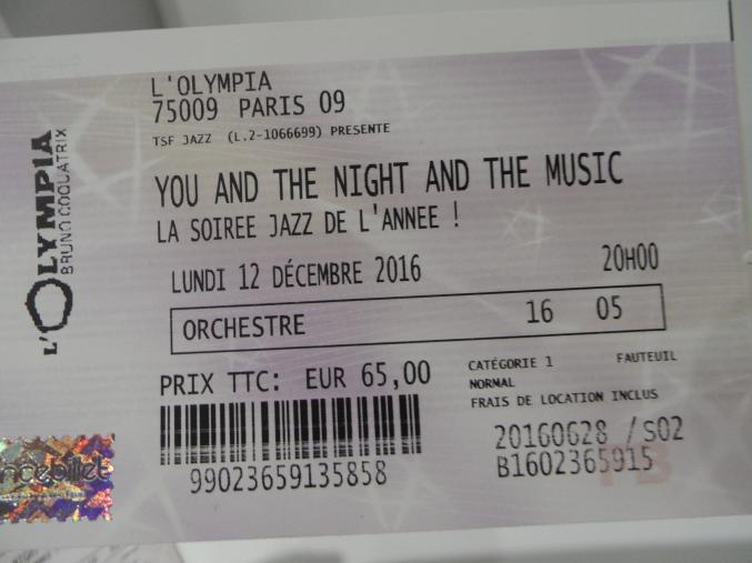 OLYMPIA 12/12/2016 YOU AN NIGTH AND THE MUSIC