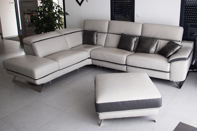 Canapé d'angle en cuir relaxation