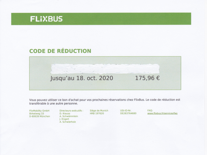 Bon d'achat FLIXBUS