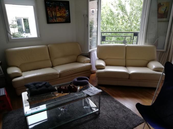 CANAPE CUIR 3 PLACES BEIGE