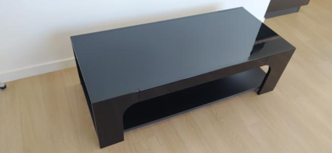 Table basse laquée noire et son meuble TV