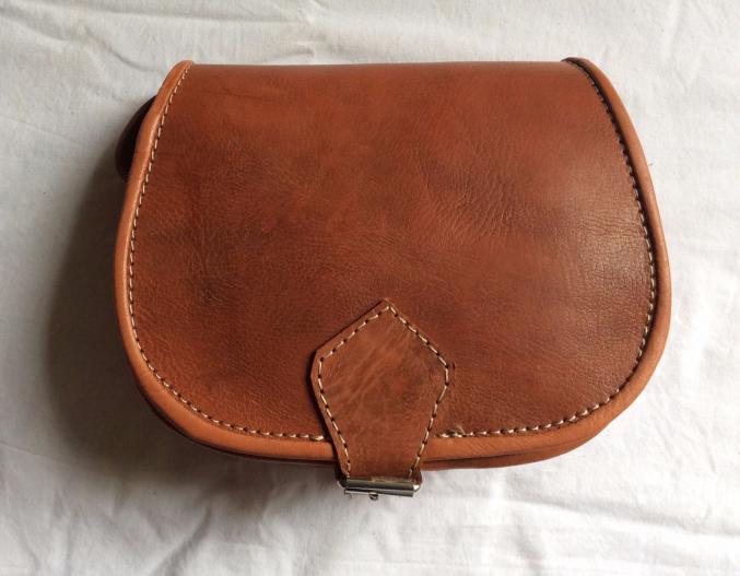 Sac Besace Gibecière Épaule en Cuir Couleur Whisky 