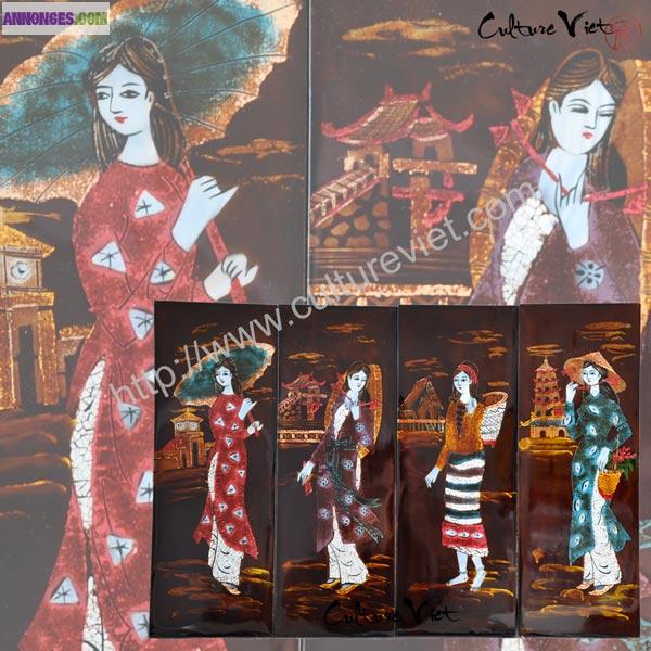 Tableau laque du Vietnam Femme du Vietnam
