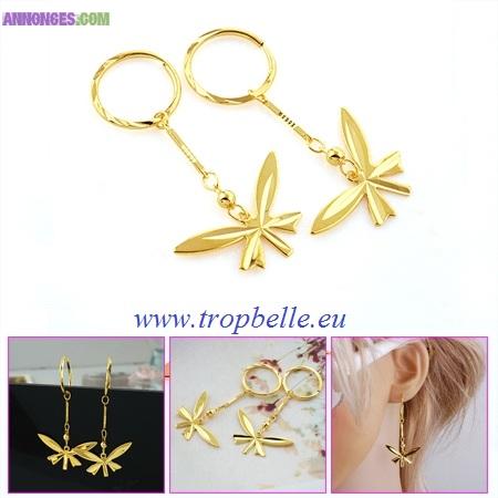 Boucles d'oreilles papillons plaqué or