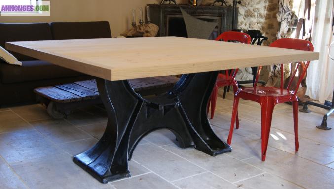 Table metal bois industriel