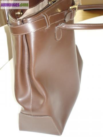 Grand sac lancaster cuir marron