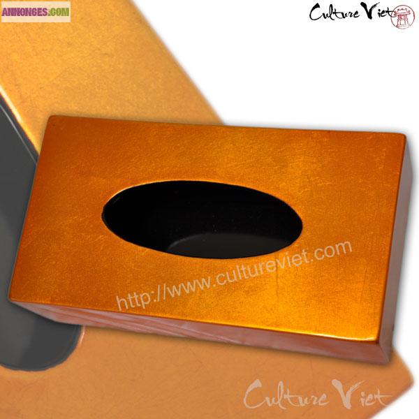 Boîte à mouchoirs laque du Vietnam Orange