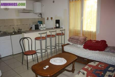 LOUE VILLA F2 ,jardin,piscine,50M2 à 550€/mois