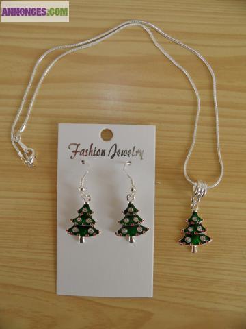 Parure Sapin de Noël Boucles Collier maille serpent