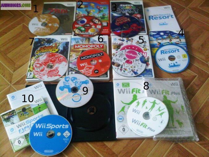 Wii+2manette(1motionplus)+Wii Board+10jeux+télé+...