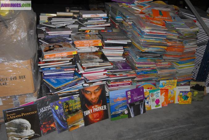 Stock de 69080 livres nouveaux en français de toutes sortes.