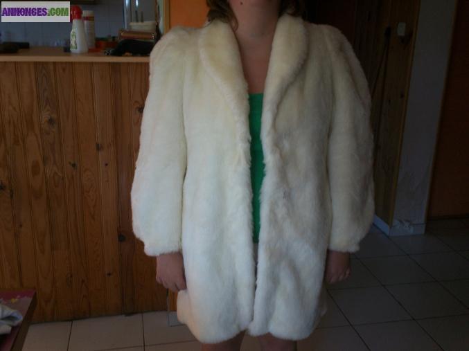 Veste imitation fourrure creme