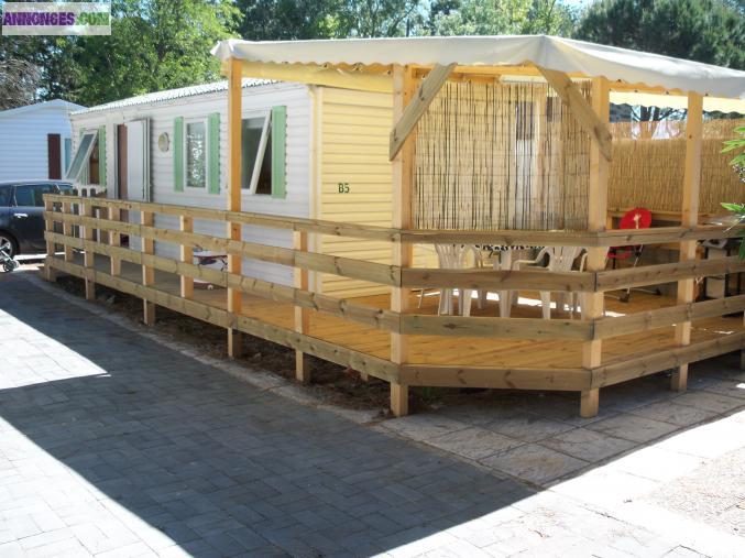 Mobilhome recent aux sables d'or bordure de plage