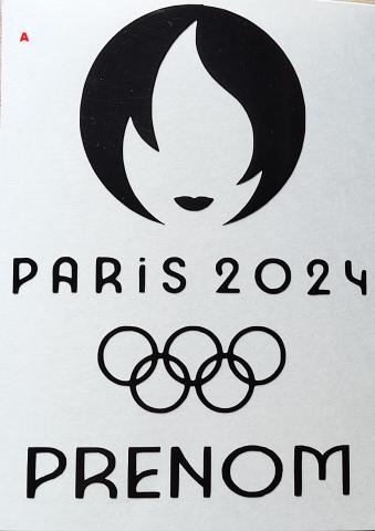 Sticker  flamme JO PARIS 2024 vinyle ou patch thermocollant avec votre prénom
