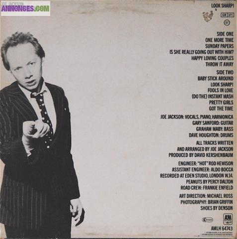 DISQUE VINYLE 33T JOE JACKSON "LOOK SHARP !"