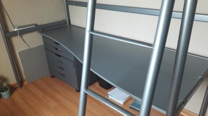 Lit mezzanine - bureau mi hauteur 